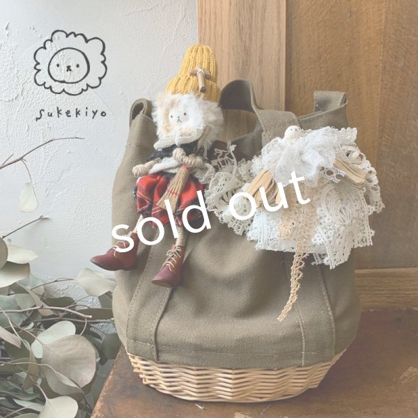 画像1: sukekiyo/赤チェックスケキヨと豆キヨのバッグ (1)