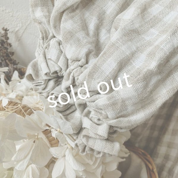 画像8: mifumi／ドロップショルダーボリュームpuffワンピース・生成×白ギンガム (8)