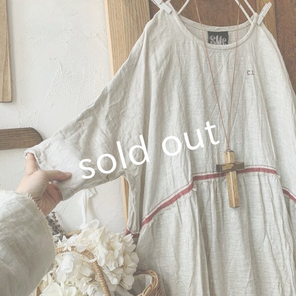 画像3: mifumi／赤耳リネンのサラワンピース・クロスステッチ (3)