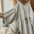 画像3: mifumi／ドロップショルダーボリュームpuffワンピース・生成×白ギンガム (3)