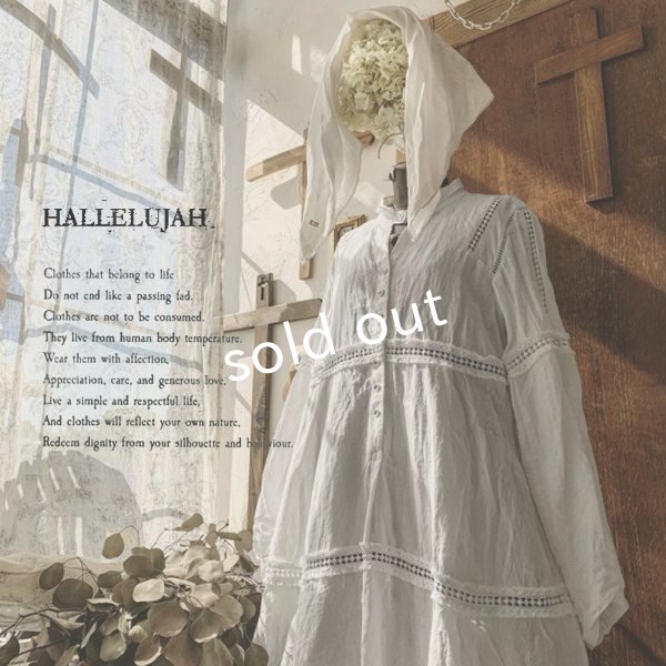 画像1: HALLELUJAH／Robe en dentelle 1940 レースローブ1940年代・off-white (1)