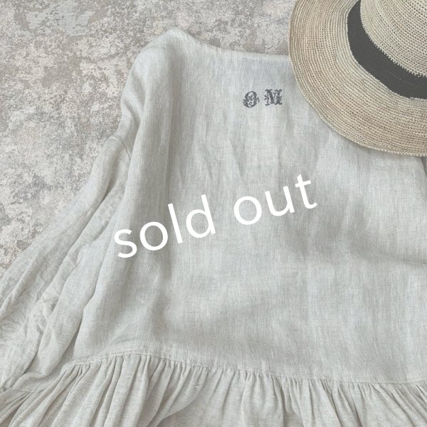 画像7: mifumi／後ろ刺繍のタックとギャザーのワンピース・青耳リネン (7)