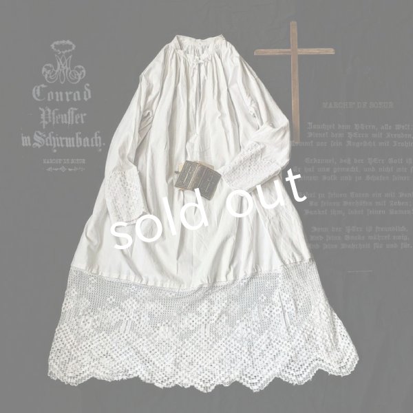 画像3: antiques/1900'年代初期アンティーク品・十字架レースの司祭服 (3)