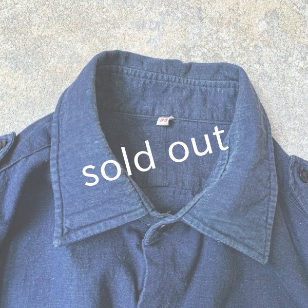画像8: antiques/フランスヴィンテージ・インディゴグランパシャツ (8)
