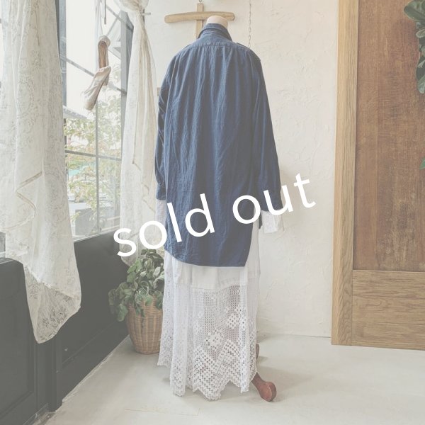 画像11: antiques/フランスヴィンテージ・インディゴグランパシャツ (11)