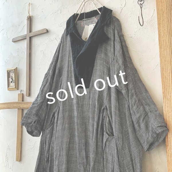 画像4: 当店限定 HALLELUJAH／Robe de Berger 1800s 襟付き羊飼いローブ・glen check (4)