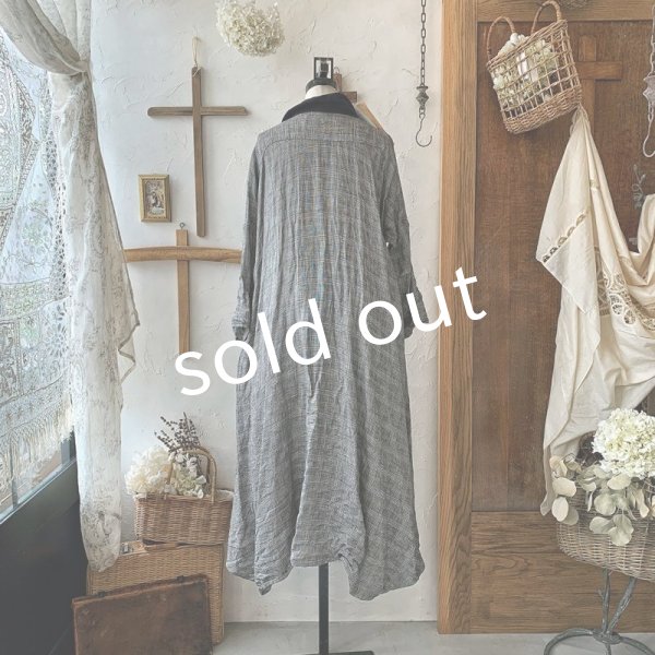 画像15: 当店限定 HALLELUJAH／Robe de Berger 1800s 襟付き羊飼いローブ・glen check (15)