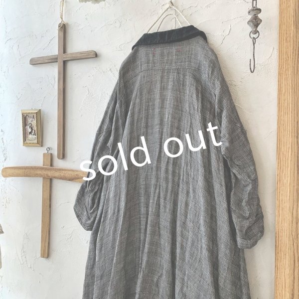 画像11: 当店限定 HALLELUJAH／Robe de Berger 1800s 襟付き羊飼いローブ・glen check (11)