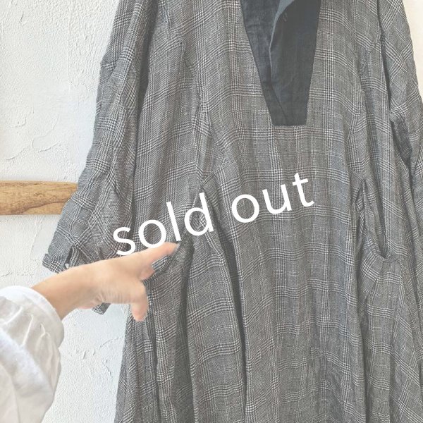 画像8: 当店限定 HALLELUJAH／Robe de Berger 1800s 襟付き羊飼いローブ・glen check (8)