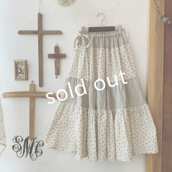 画像6: mifumi/ティアードパッチのスカート・黄小花 (6)