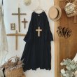 画像1: mifumi／Wトロンのワンピース・黒ベル刺繍 (1)