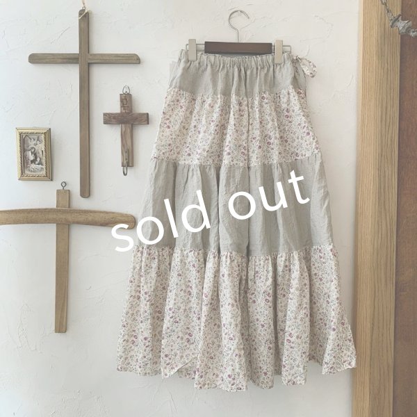 画像5: mifumi／ティアードパッチのスカート・紫小花 (5)