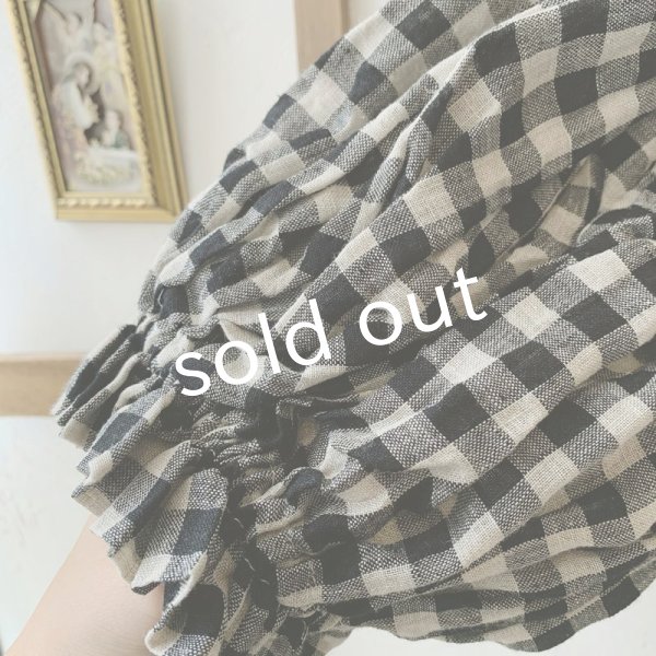 画像4: mifumi/ドロップショルダーボリュームpuffワンピース・黒×生成ギンガム (4)