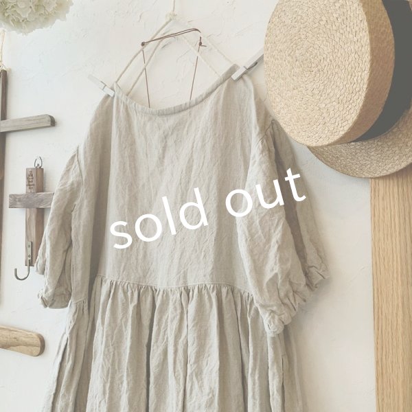 画像2: mifumi/裾りぼんのワンピース・生成り (2)