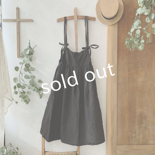 画像5: mifumi/ふたつりぼんのエプロンワンピース・黒 (5)