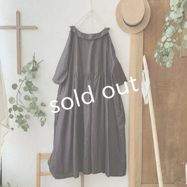 画像6: mifumi/わたぐもオーガンジー はなれ衿のサラワンピース・スミクロ (6)