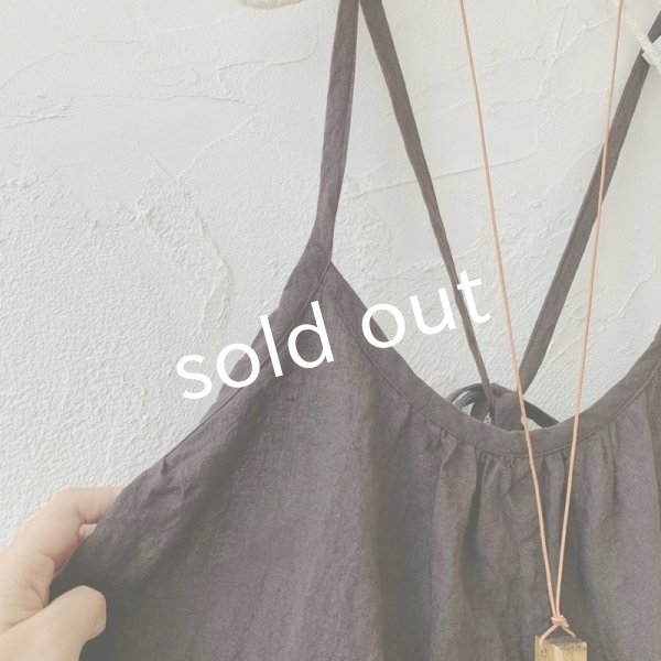 画像2: mifumi/ギャザーとりぼんのサスパンツ・こげ茶 (2)