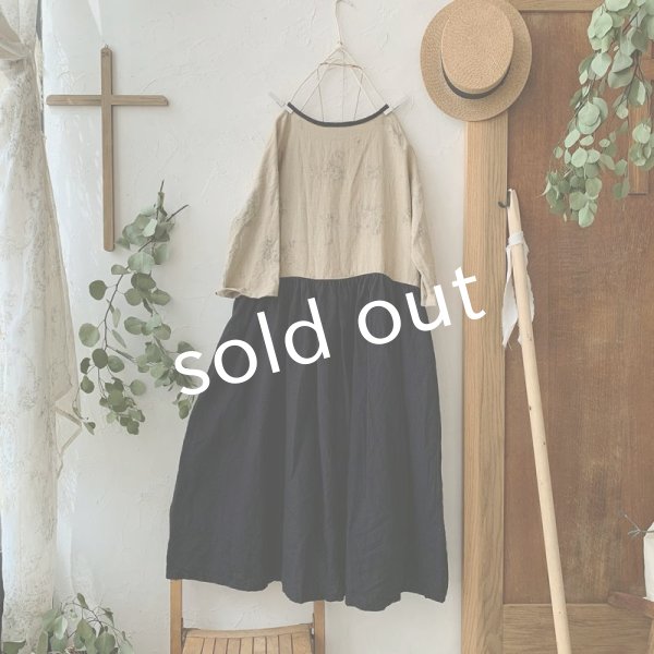 画像6: mifumi／hibinoワンピース・シャビー黒花×黒スカート (6)