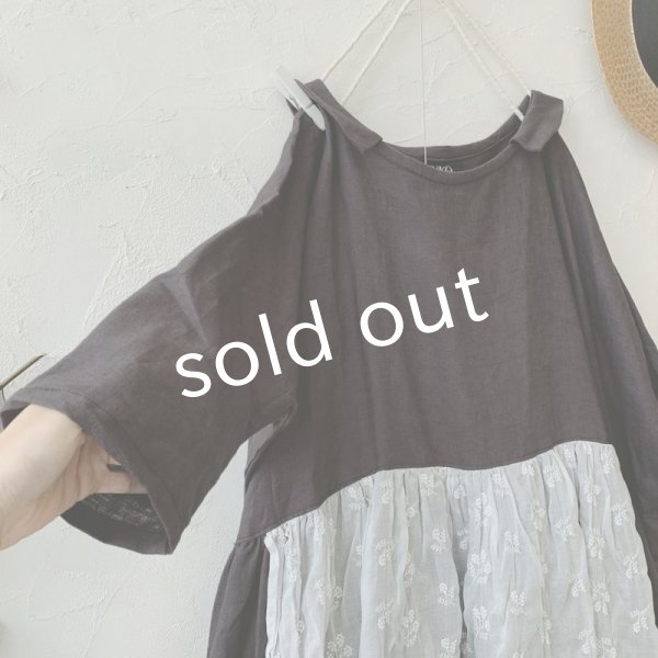 画像3: mifumi/わたぐもオーガンジー はなれ衿のサラワンピース・スミクロ (3)