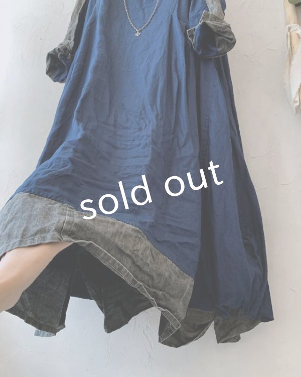 画像4: HALLELUJAH/1980's 羊飼いのローブ バイカラー・インディゴ (4)