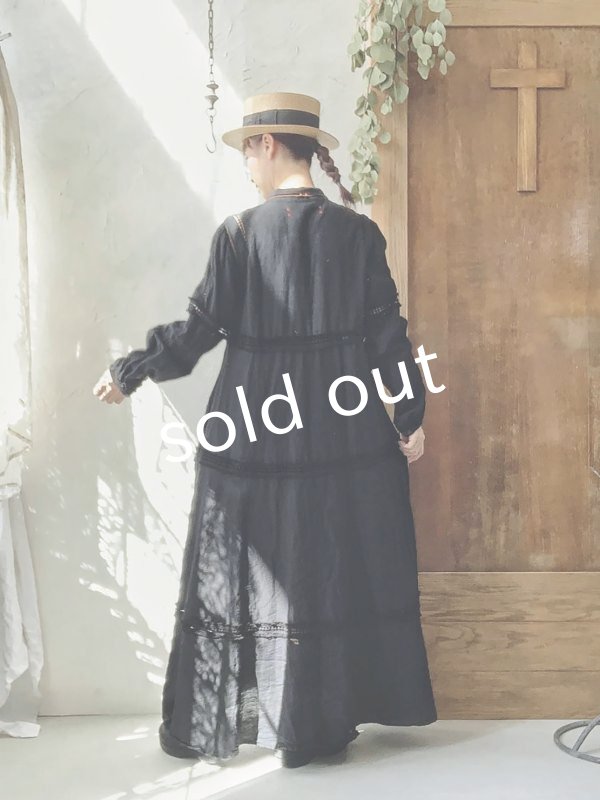 画像12: HALLELUJAH/1940's レースローブ・ブラック (12)