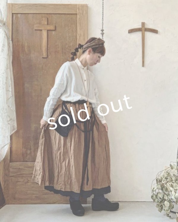 画像7: MARCHE' DE SOEUR／種蒔きポケットのスカート・柿渋染め (7)