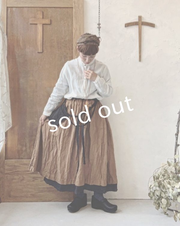 画像6: MARCHE' DE SOEUR／種蒔きポケットのスカート・柿渋染め (6)