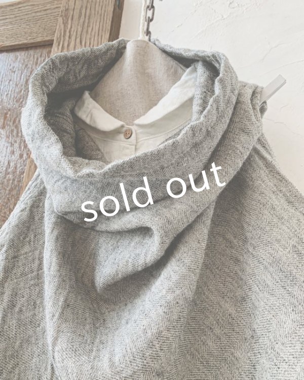 画像2: MARCHE' DE SOEUR／ウールリネンのポンチョ・杢グレー (2)