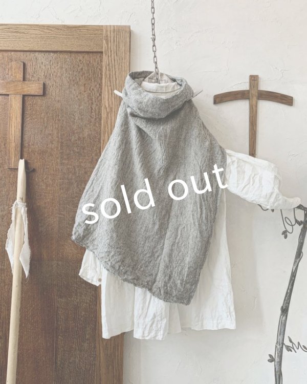 画像7: MARCHE' DE SOEUR／ウールリネンのポンチョ・杢グレー (7)