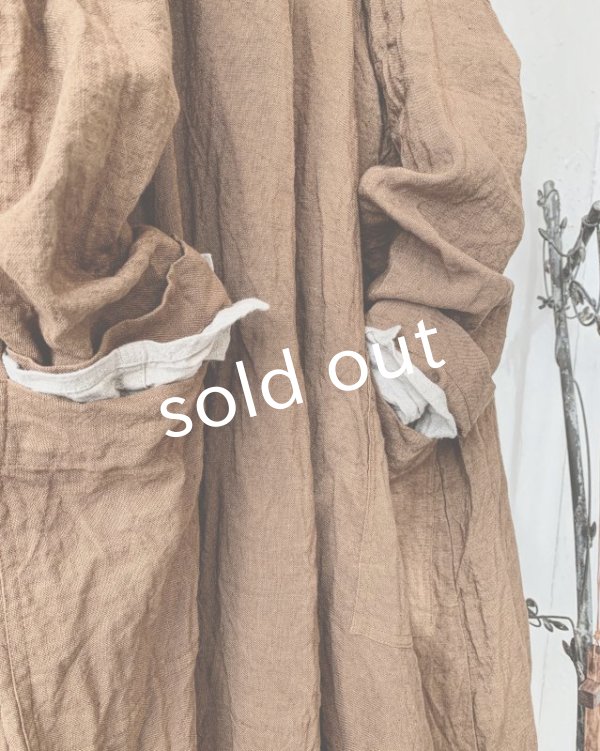 画像4: MARCHE' DE SOEUR／後ろりぼんワンピース・柿渋染め (4)