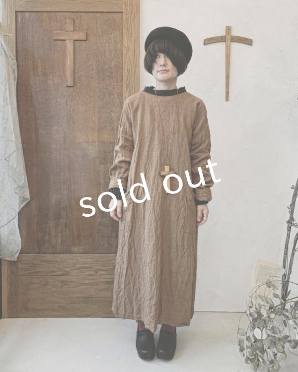 画像7: MARCHE' DE SOEUR／後ろりぼんワンピース・柿渋染め (7)