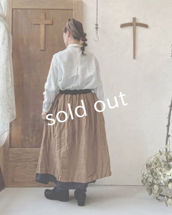 画像8: MARCHE' DE SOEUR／種蒔きポケットのスカート・柿渋染め (8)