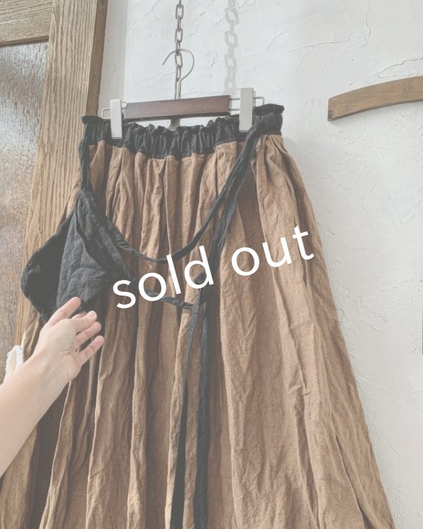 画像3: MARCHE' DE SOEUR／種蒔きポケットのスカート・柿渋染め (3)