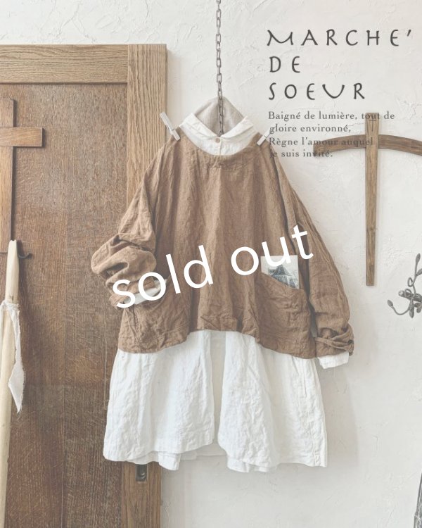 画像2: MARCHE' DE SOEUR／後ろりぼんショートプルオーバー・柿渋染め (2)