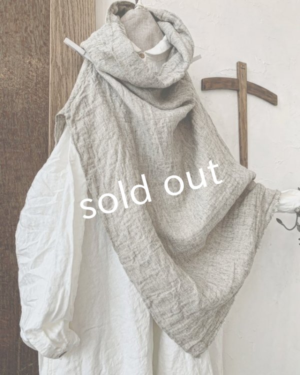 画像3: MARCHE' DE SOEUR／ウールリネンのポンチョ・杢ナチュラル (3)