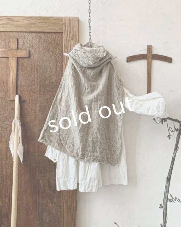画像7: MARCHE' DE SOEUR／ウールリネンのポンチョ・杢ナチュラル (7)