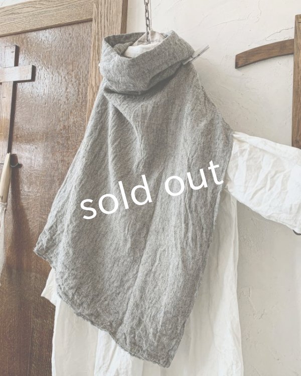 画像8: MARCHE' DE SOEUR／ウールリネンのポンチョ・杢グレー (8)