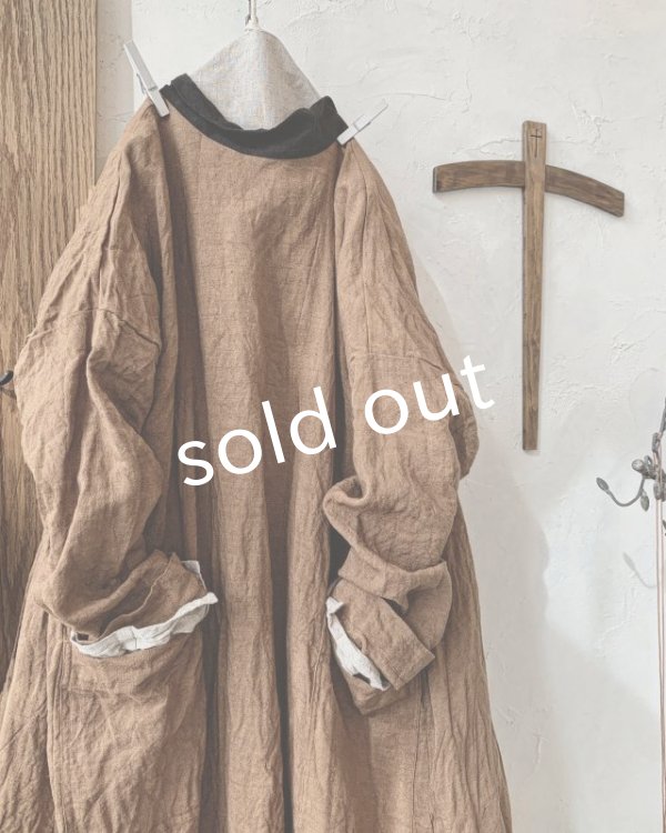 画像3: MARCHE' DE SOEUR／後ろりぼんワンピース・柿渋染め (3)