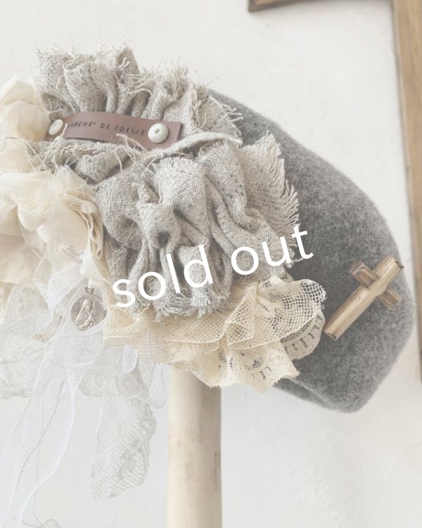 画像2: pollenbienco／アンティークレースのベレー・C (2)