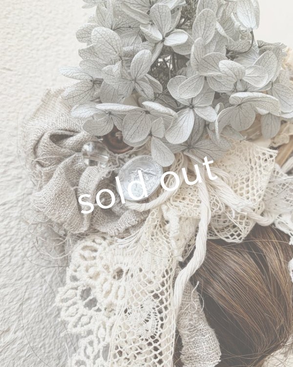 画像3: pollenbienco／アンティークレースとプリザーブドのウィッグバレッタ・B (3)