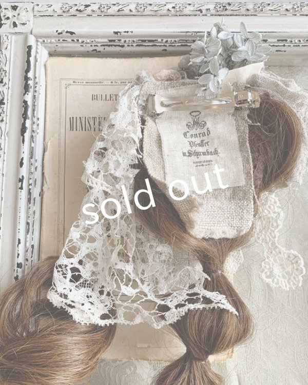 画像4: pollenbienco／アンティークレースとプリザーブドのウィッグバレッタ・B (4)