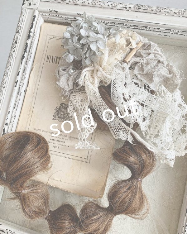 画像2: pollenbienco／アンティークレースとプリザーブドのウィッグバレッタ・B (2)