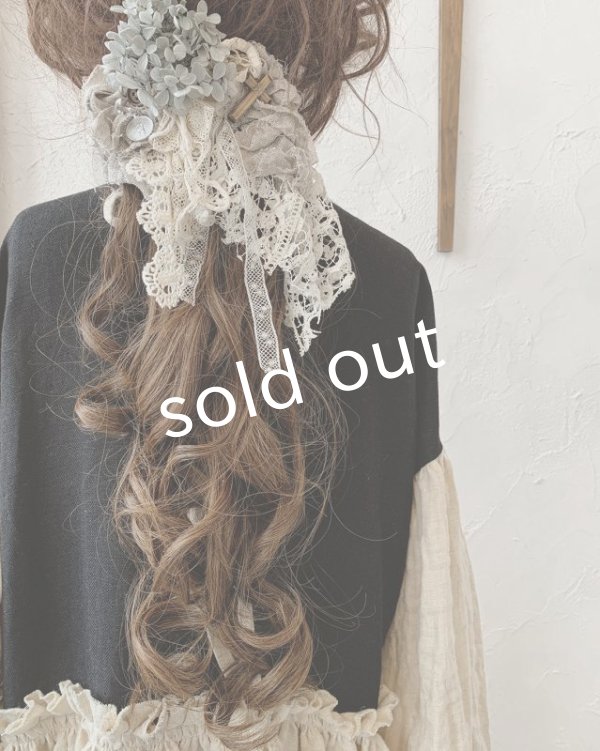 画像8: pollenbienco／アンティークレースとプリザーブドのウィッグバレッタ・B (8)