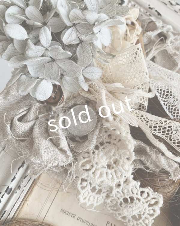 画像5: pollenbienco／アンティークレースとプリザーブドのウィッグバレッタ・B (5)