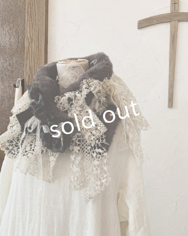 画像3: pollenbienco／アンティークレースのファーティペット・A (3)