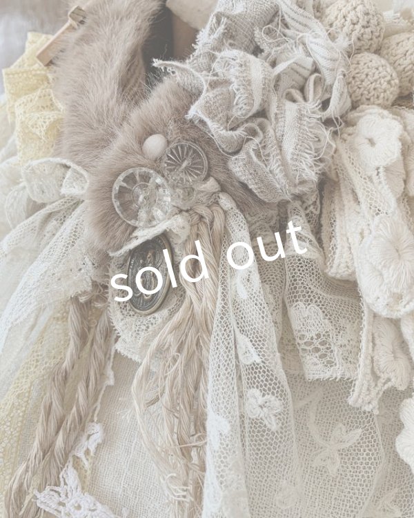 画像7: pollenbienco／アンティークレースのファーティペット・C (7)