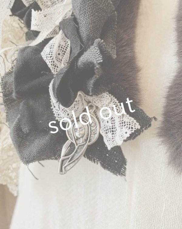 画像9: pollenbienco／アンティークレースのファーティペット・A (9)