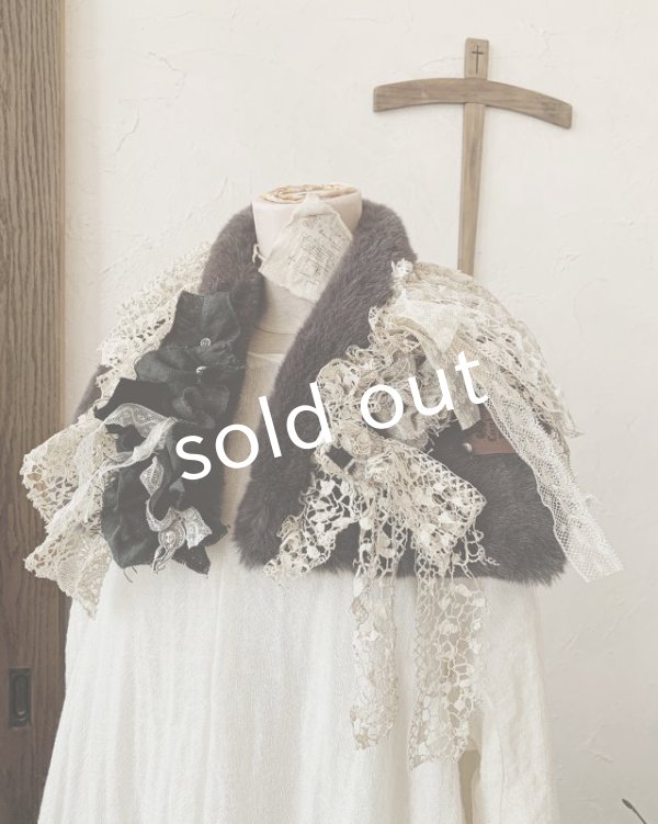 画像6: pollenbienco／アンティークレースのファーティペット・A (6)