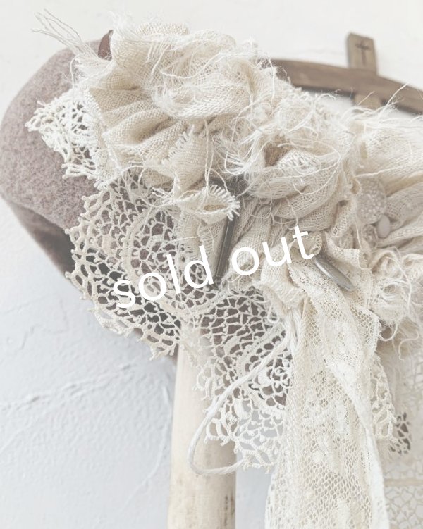 画像4: pollenbienco／アンティークレースのベレー・D (4)