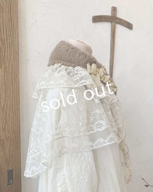 画像3: pollenbienco／アンティークレースのファーティペット・C (3)